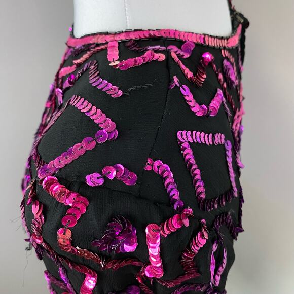 Vintage Silk & Sequin Short Sleeve Party Blouse Medium Cocktail NYE - Picture 8 of 8